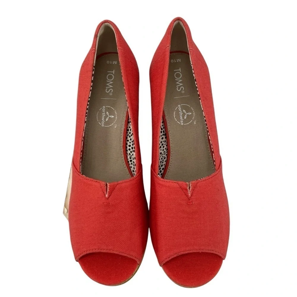 Toms Michelle Slubby Woven Organic Cotton Wedge in Paprika Fresh Flirty - Sz 10